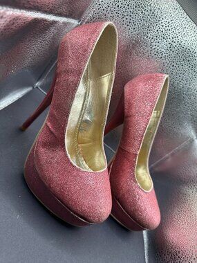 Glittery Pink Platform Stiletto High Heels Women's Size 6 1/2